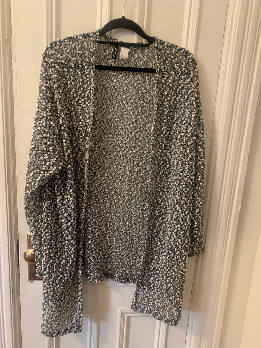 H&M Gray and White Chunky Open-Front Cardigan